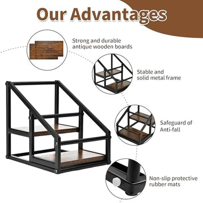 YQBRAO 2-Tier Coffee Syrup Organizer, 4-Bottle Rack, Rustic Brown