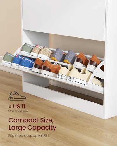 VASAGLE Shoe Cabinet with 3 Flip Drawers, Holds up to 24 Pairs of Shoes