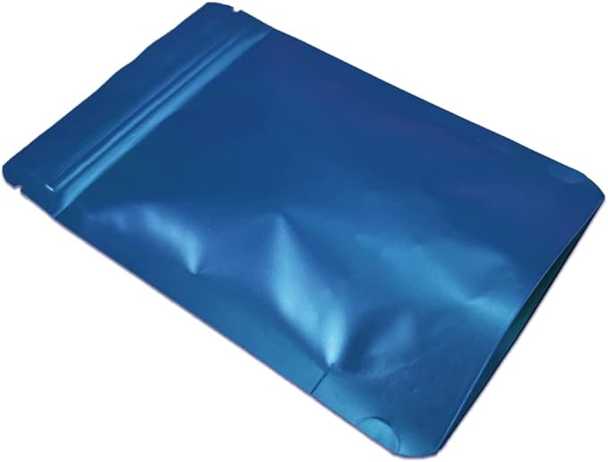 PABCK Stand-Up Resealable Heat Seal Bags 3.55mil Thick Frosted Blue Foil Sealed Bags 50 Pieces 3.35x5.1 inch for Zip Packaging Lock Food Storage Pouch
