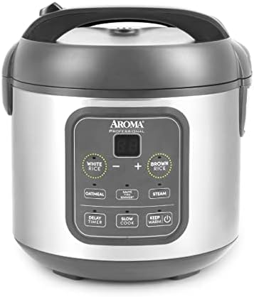 AROMA Professional Digital Rice Cooker, Multicooker, 4-Cup (Uncooked) / 8-Cup (Cooked), Steamer, Slow Cooker, Grain Cooker, 2Qt, Stainless Steel Exterior, ARC-994SG