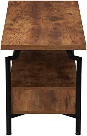 Household Essentials Crown TV Console in Rustic Hickory and Black Iron