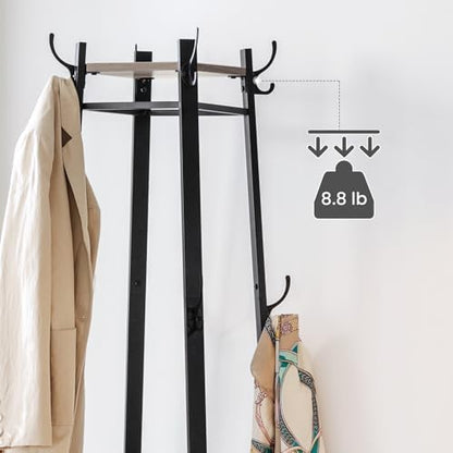 VASAGLE Coat Rack Freestanding, Hall Tree with 4 Shelves