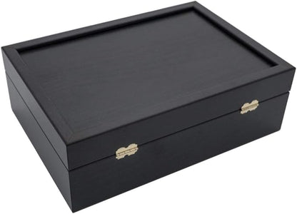 Handmade Wooden Storage Chess Box BLACK / Case for Standard Size Chess Pieces (32 pcs - up to 3,75" inch pieces - Chessmen Not Included)