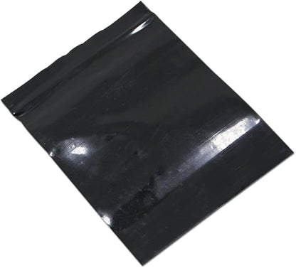 PABCK 100 Pieces 3.5x5.1 inch Black Reclosable Zip Bags 5.1mil Thickness Poly Plastic Packaging Resealable Zipper Lock Closure Bag for Storage