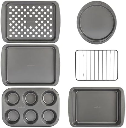 GoodCook Everyday Nonstick Toaster Oven 6-Piece Steel Bakeware Set, Gray