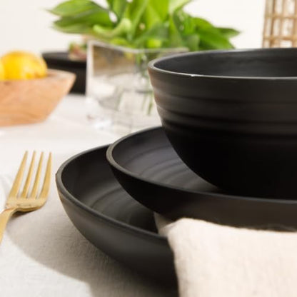 Gibson Home Plates and Bowls Set, 32 Piece Wheat Straw Dinnerware for 8