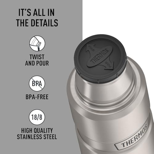 THERMOS Stainless King Vacuum-Insulated Compact Bottle, 16 Ounce, Matte Steel