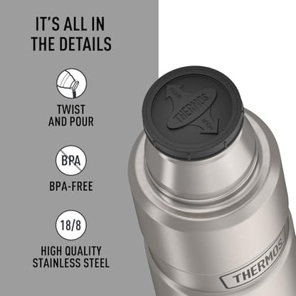 THERMOS Stainless King Vacuum-Insulated Compact Bottle, 16 Ounce, Matte Steel