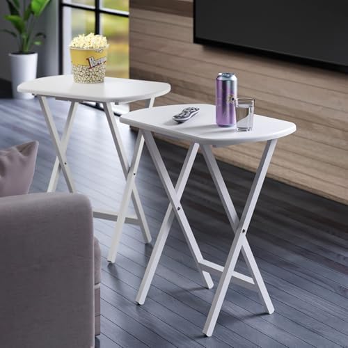 Winsome Corbett Set of 2 Oversized Foldable Snack Tables, Easy to Store Portable Fold Up Table Set for Kitchen, Living Room TV Dining, Crafts, Puzzles, Work from Home