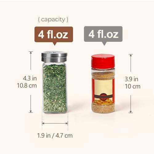 ComSaf Glass Spice Jars with Shaker Lids 4 oz 24 Pack Small Square Bulk Set