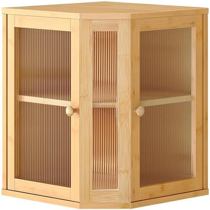 HOOBRO Bread Box, Bamboo Bread Box for Kitchen Countertop, 2-Tier Corner Bread Box, Large Capacity Bread Bin, Food Storage Box, Bread Storage Container for Kitchen, Dining Room, Natural YL12MB01