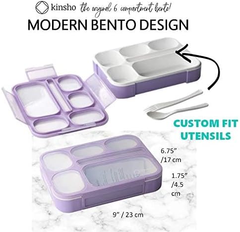 Bento Box with Bag and Ice Pack Set for Kids. Lunch Boxes Snack Containers for Boys Girls Adults. 6 Compartments, Leak-proof Portion Container Boxes Insulated Bags for School Lunches, BPA Free, Purple