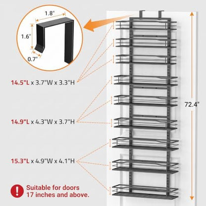Moforoco Black 9-Tier Over The Door & Wall Mount Pantry Organizer