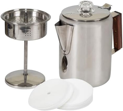 Stansport Stainless Steel Percolator Coffee Pot 9 Cups Percolator Coffee Filters 278-100