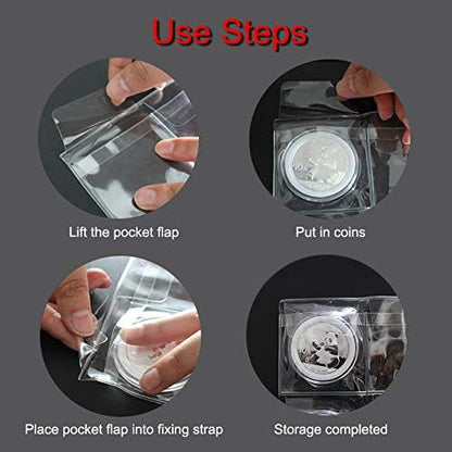 20 Pocket Coin Pages, 10 Sheets Plastic Coin Holders Stamp Collector Supplies for Coin Stamp Currency Collection