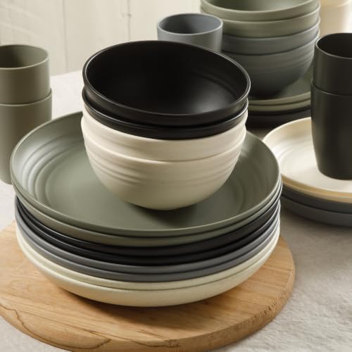 Gibson Home Plates and Bowls Set, 32 Piece Wheat Straw Dinnerware for 8