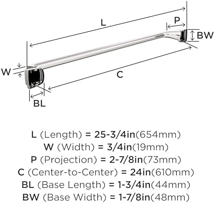 Amerock Revitalize Polished Nickel 24 inch (610 mm) Center-to-Center Towel Bar, BH36034PN