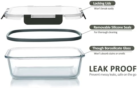 M MCIRCO 24 Piece Glass Food Storage Containers with Lids,Gray