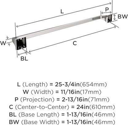Amerock Mulholland 24" Polished Nickel Towel Bar