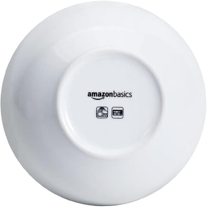 Amazon Basics 16-Pack White Porcelain Coupe Bowl, 5.9" diameter, Round, Microwave-safe, Commercial-grade