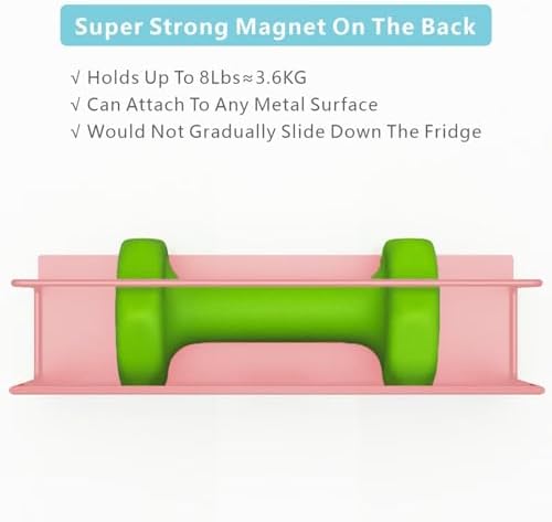 Magnetic Spice Rack For Refrigerator Magnetic Fridge Shelf For Kitchen Spice Organizer Magnetic Shelf For Fridge Space Saving Pink 4 Pack With Magnetic Paper Towel Holder