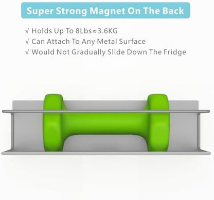 Magnetic Spice Rack For Refrigerator, Space Saving Magnetic Shelf For Fridge Grey 4 Pack With Magnetic Paper Towel Holder