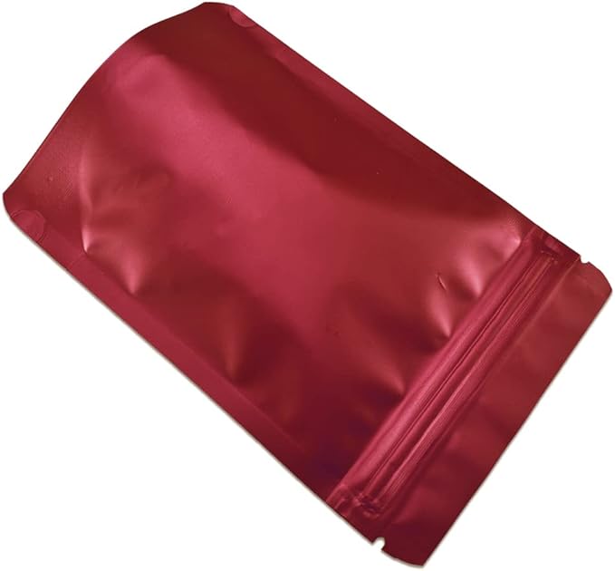 PABCK 50 Pieces 4.3x6.3 inch(Inside Size 3.5x3.9 inch) Stand-Up Resealable Heat Seal Bags 3.55mil Thick Frosted Red Foil Sealed Bags for Zip Packaging Lock Food Storage Pouch
