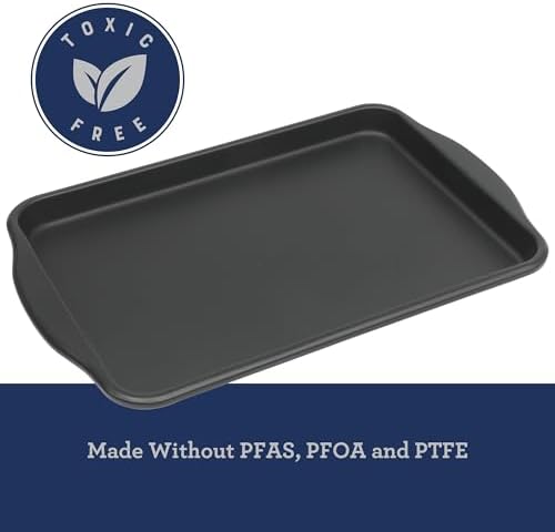 Oster Teston 13 x 9 Inch Cookie Sheet, Nonstick Carbon Steel Baking Pan, Matte Black, PFAS-Free, Warp-Resistant, Easy Clean Bakeware