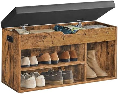 VASAGLE Storage Bench with Cushion, Shoe Bench,11.8 x 31.5 x 17.3 Inches