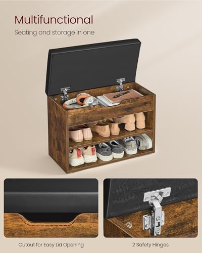 VASAGLE Storage Bench with Cushion, Shoe Bench, 11.8 x 23.6 x 17.3 Inches