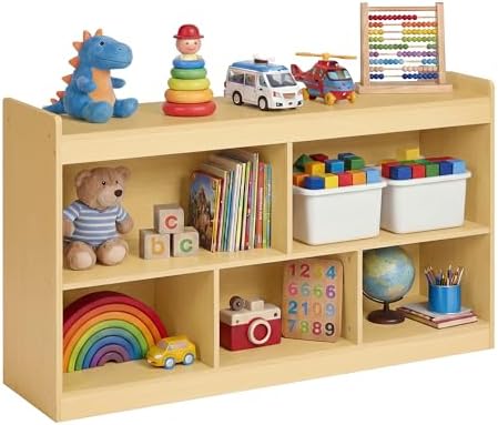 SONGMICS Kids' Toy Storage Shelf, Montessori Book Shelf with 5 Compartments