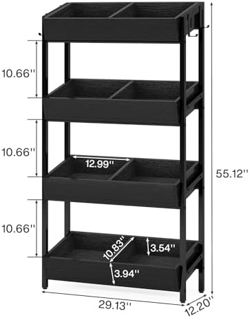 Tribesigns Fruit and Vegetable Basket Stand Rack,4-Tier Produce Shelf Black