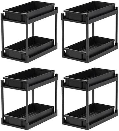 IRIS USA Under Sink Organizer, 4 Pack, Pull Out Storage Drawers