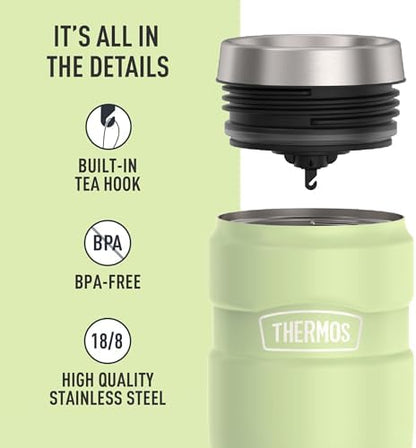 THERMOS Stainless King Stainless Steel Tumbler, 16oz, Matte Green