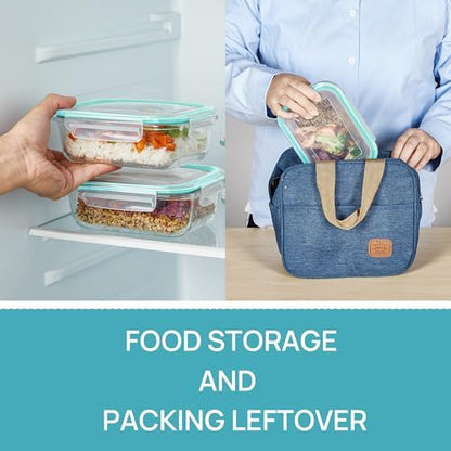Vtopmart 5Pack 22oz Glass Storage Containers with Lids, Green