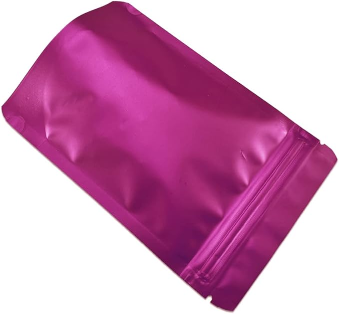 PABCK 50 Pieces 4.3x6.3 inch(Inside Size 3.5x3.9 inch) Stand-Up Resealable Heat Seal Bags 3.55mil Thick Frosted Pink Foil Sealed Bags for Zip Packaging Lock Food Storage Pouch