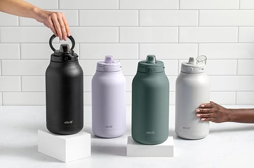Ello Hydra 64oz Half Gallon Water Jug with Handle and Motivational Time Markers for All Day Hydration, Plastic Reusable Water Bottle with Straw and Locking, Leak Proof Lid, BPA Free, Celeste