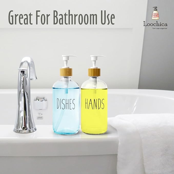 LOOCHICA 2 Pack Clear Glass Soap Dispenser