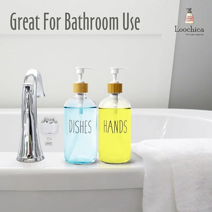 LOOCHICA 2 Pack Clear Glass Soap Dispenser