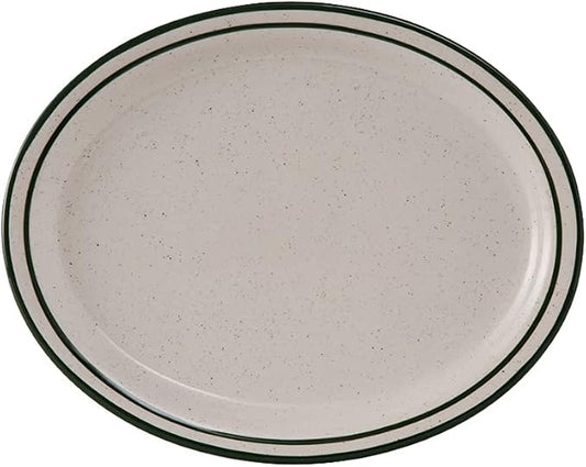 Tuxton China TES-012 Platter, 9-1/2" x 7-1/2", Oval, Narrow Rim, Microwave and Dishwasher Safe, Oven Proof, Fully Vitrified, Ceramic, Emerald, Pack of 24