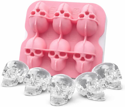 Skull Ice Cube Mold, 6-Cavity Silicone Ice Tray