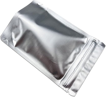 PABCK 50 Pieces 5.5x7.87 inch(Inside Size 4.7x5.1 inch) Stand-Up Resealable Heat Seal Bags 3.55mil Thick Frosted Silver Foil Sealed Bags for Zip Packaging Lock Food Storage Pouch