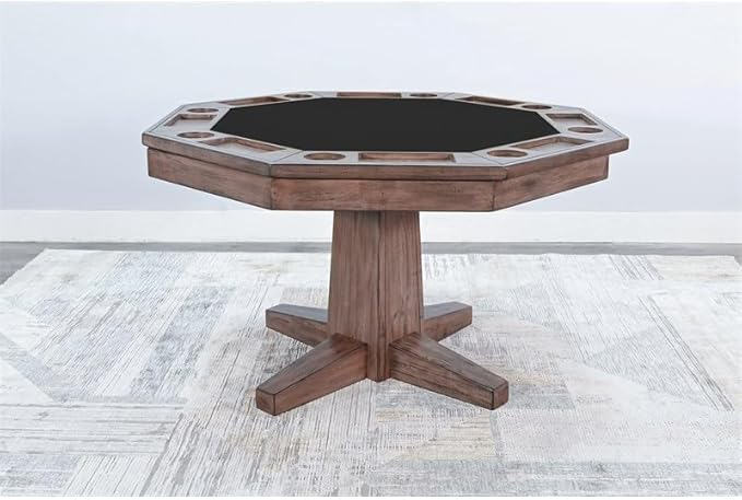 Pemberly Row Reversible Wood Game and Dining Poker Table in Buckskin Natural
