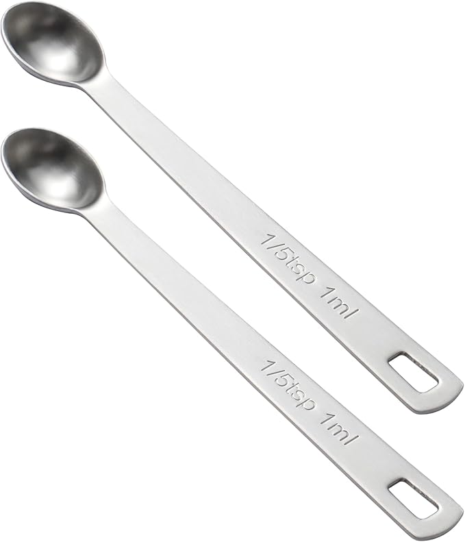2PCS 1/5 Teaspoon Single Tiny Measuring Spoon, Small Individual Stainless Steel