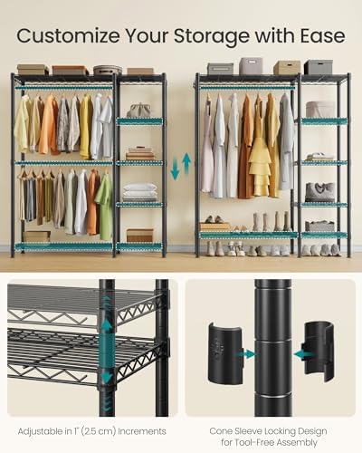 SONGMICS Closet Organizers and Storage, Clothes Rack with Shelves