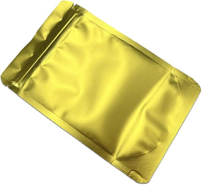 PABCK 50 Pieces 3.35x5.1 inch (Inside Size 2.95x3.15 inch) Stand-Up Resealable Heat Seal Bags 3.55mil Thick Frosted Gold Foil Sealed Bags for Zip Packaging Lock Food Storage Pouch