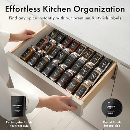 EDELHAUS Glass Spice Jars with Label, 24x Stainless Steel Lids