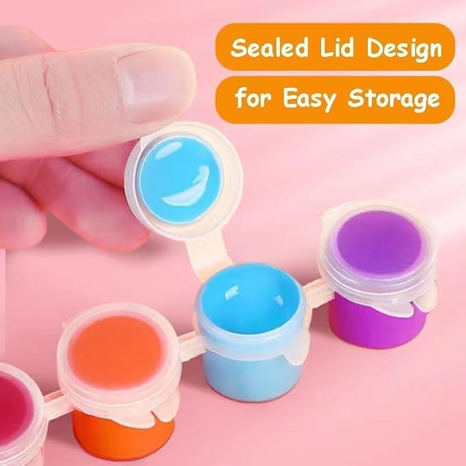 20 Pack Mini Acrylic Paint Set,12 Color Acrylic Paint Strips with 40Pcs Painting Brushes for Kids&Adults, 280 PCS Kids Paint Set Container Strips Storage for Home Classroom Party Favors Easter Gifts