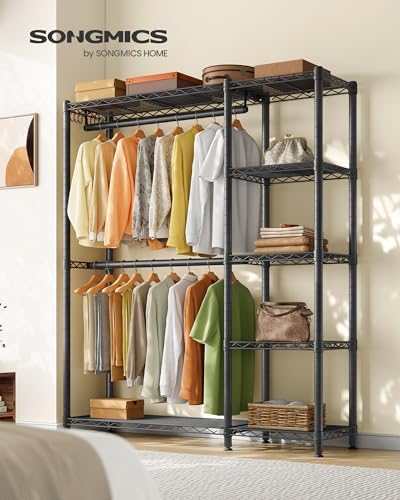 SONGMICS Closet Organizers and Storage, Clothes Rack with Shelves