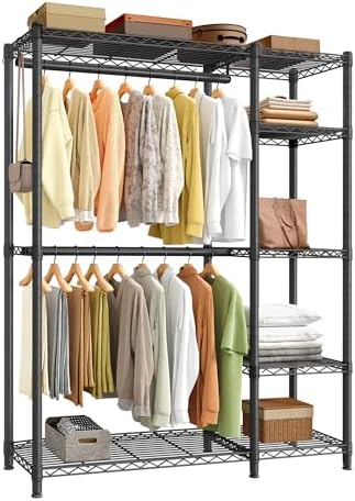 SONGMICS Closet Organizers and Storage, Clothes Rack with Shelves